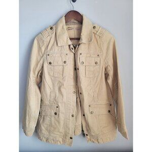 Womens Tan Tyler Boe Utility Jacket Zip/Snap Front 100% Cotton Medium Field Safa